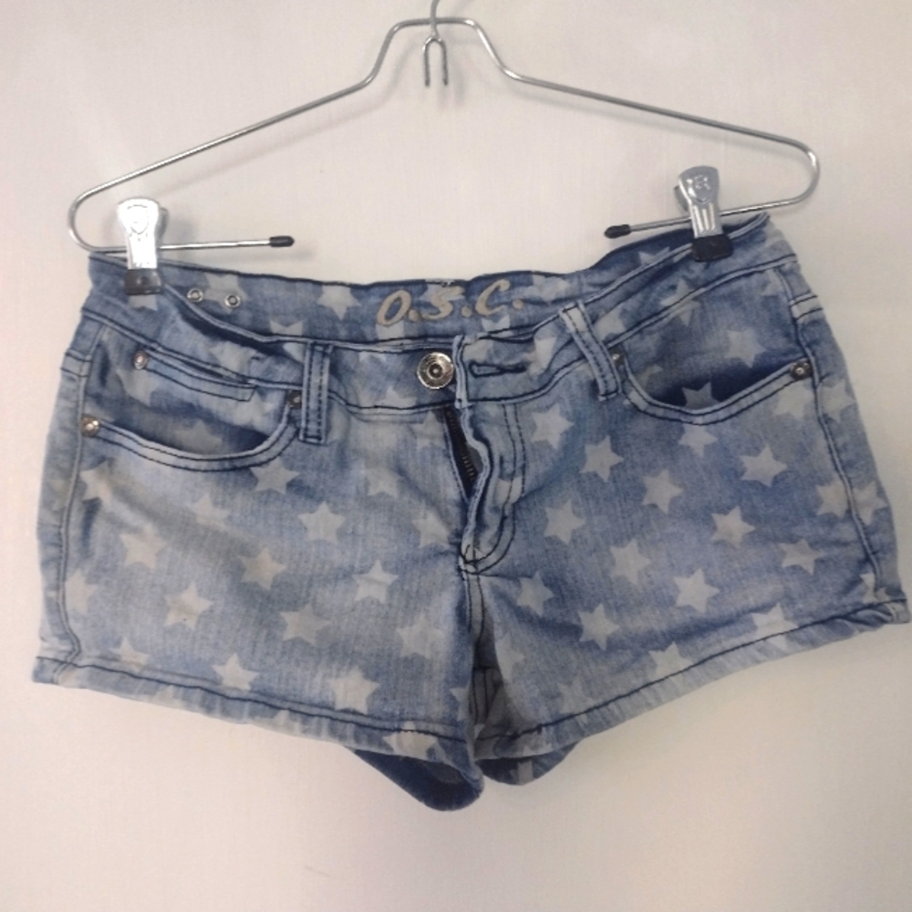 O.S.C Denim Cotton Blend Stretch Shorts
